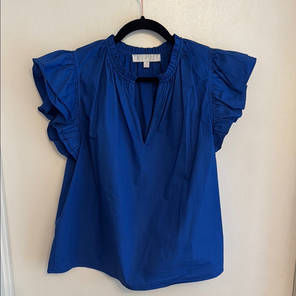 Sugarlips Royal Blue Flutter Sleeve Blouse